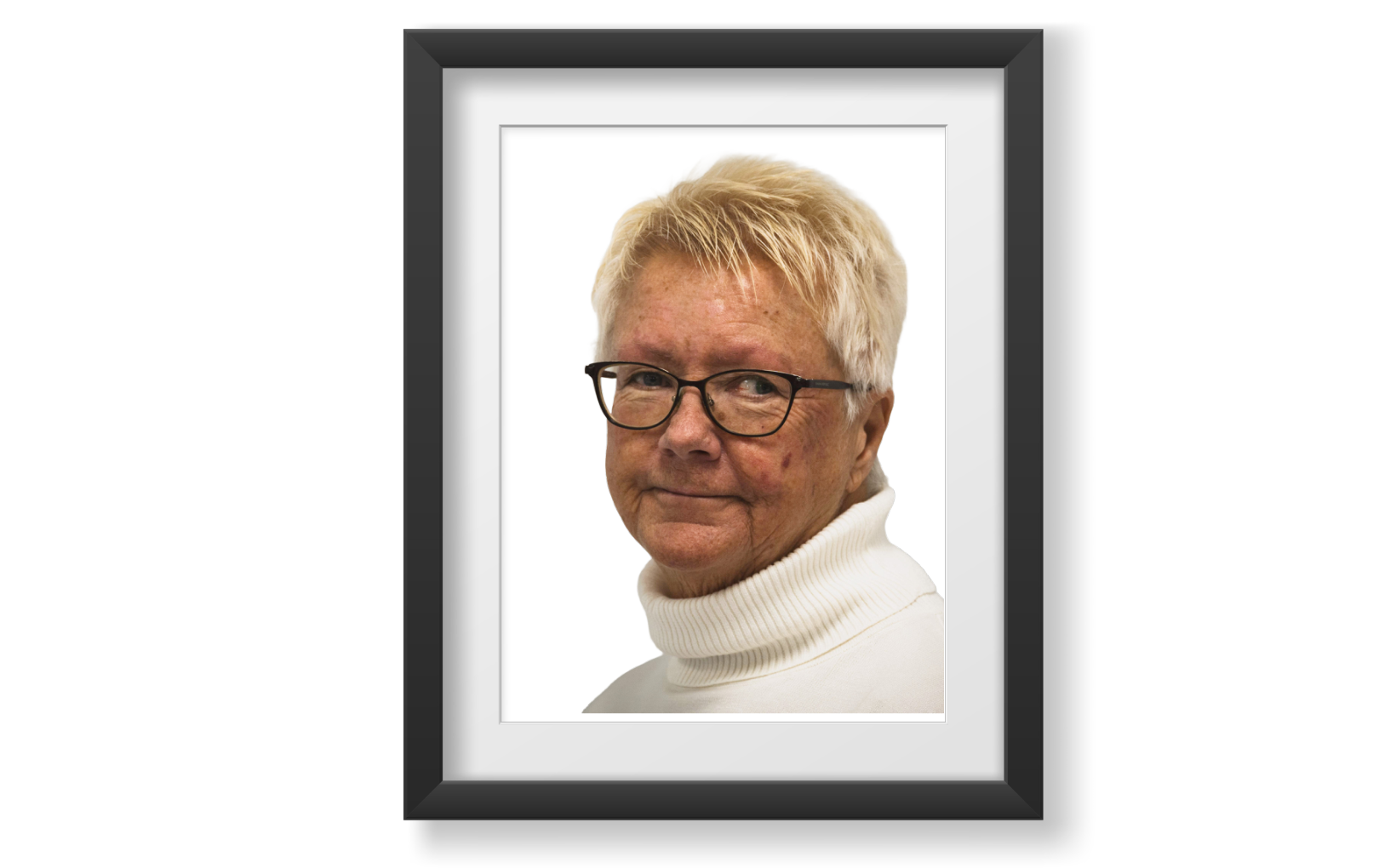 Dione is a middle-aged Caucasian female with short blonde hair, hazel eyes, and glasses.